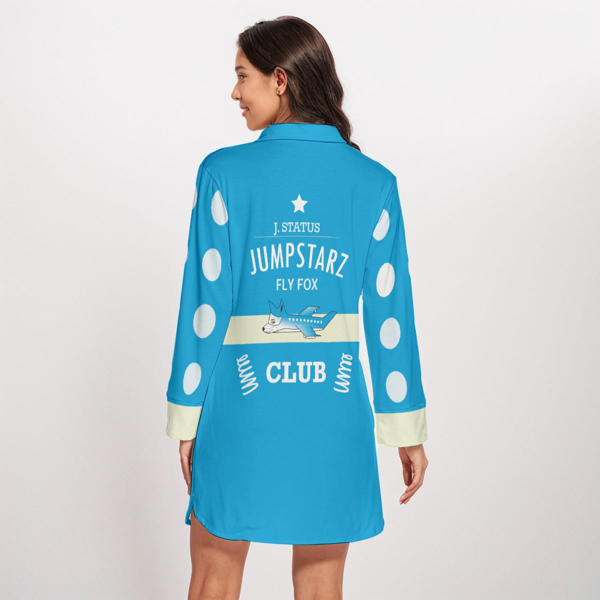 FLYFOX Shirt Dress With Long Sleeve