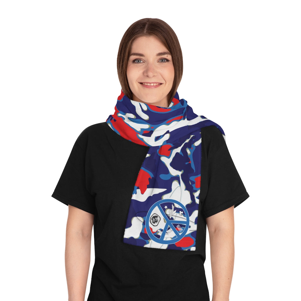JSJSFC - Cloud Camo - Red White & Wavy Scarf