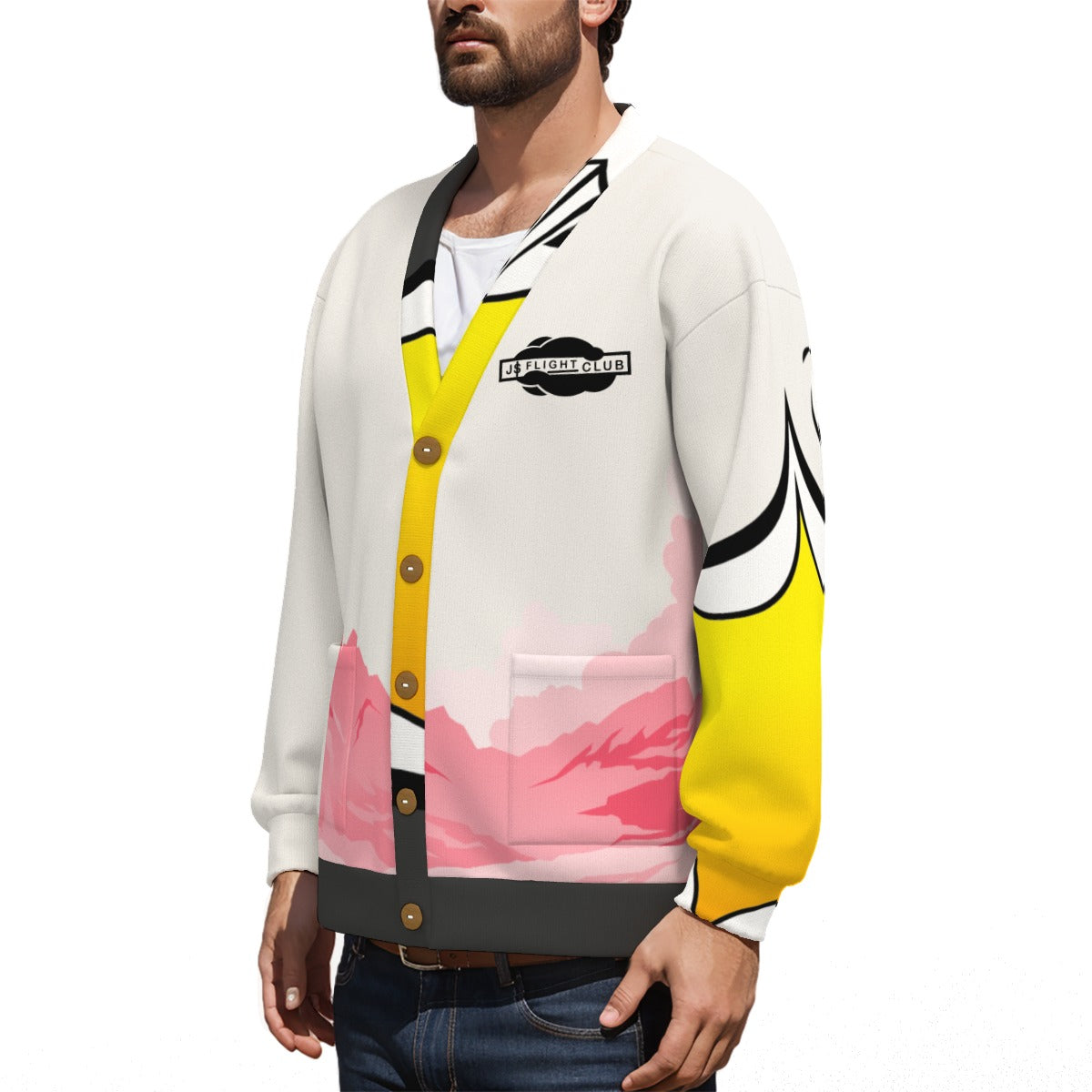 JS FlightCluB Knitted Fleece Cardigan With Button Closure