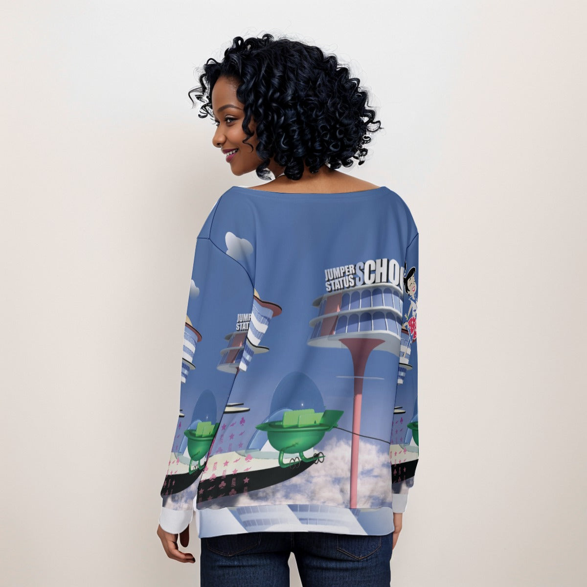 Jet Fox Off-Shoulder Sweatshirt