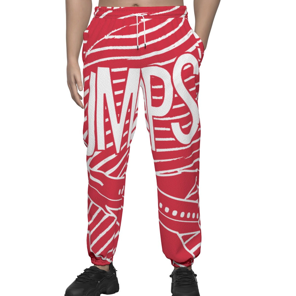 JumpStar Status Texture Casual Pants Joggers(Red)