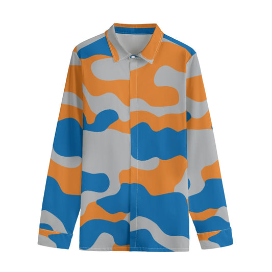 JS Storm Men's Lapel Collar Shirt With Concealed Placket(Camo Amo)