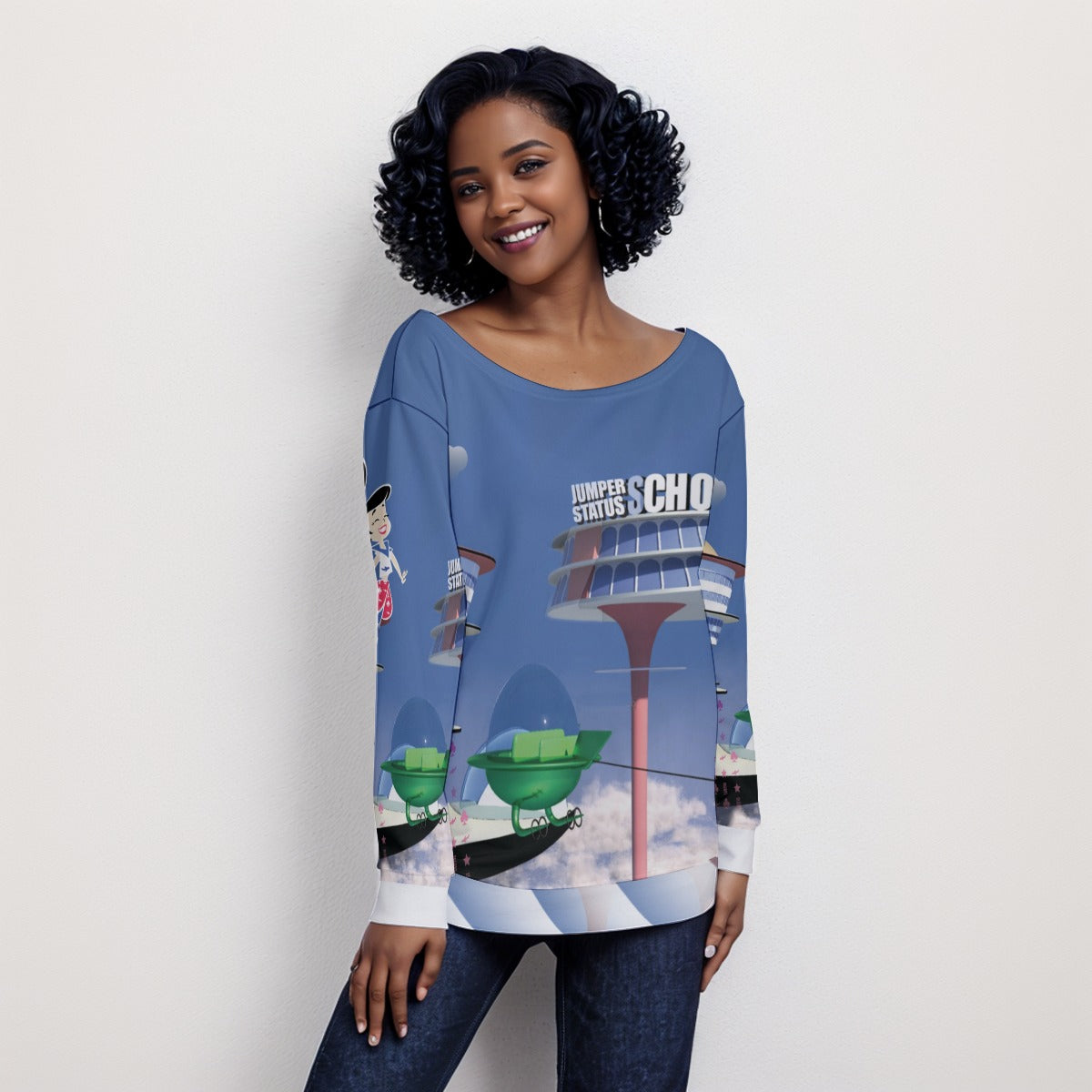 Jet Fox Off-Shoulder Sweatshirt