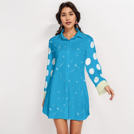 FLYFOX Shirt Dress With Long Sleeve