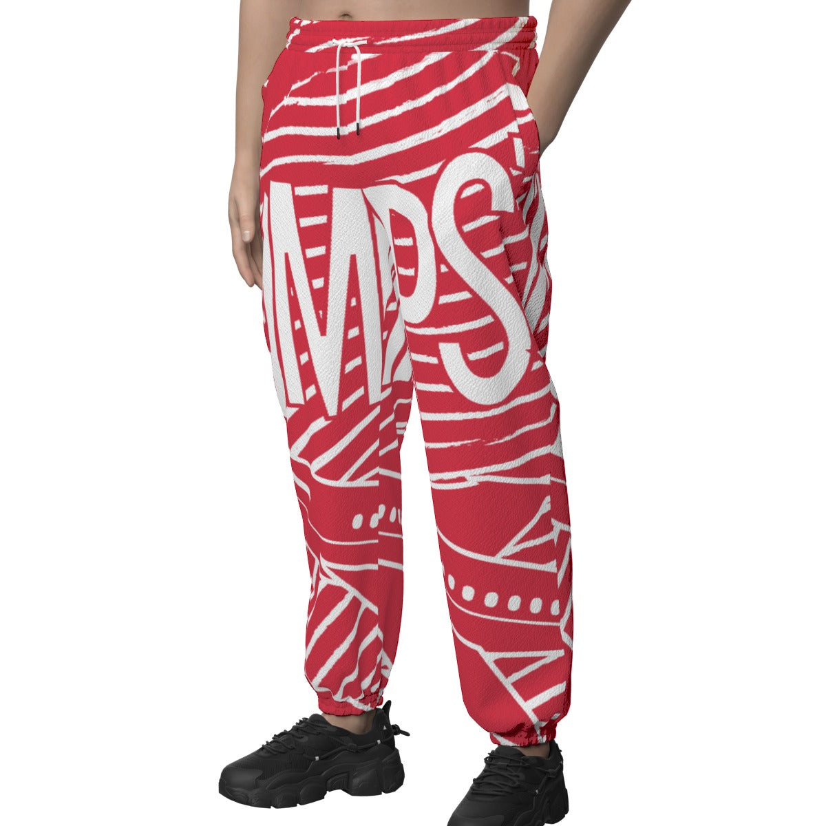 JumpStar Status Texture Casual Pants Joggers(Red)