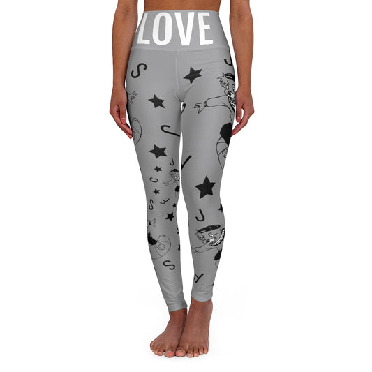 JSJSFC - LOL - High Waisted Yoga Leggings - Workout Gray