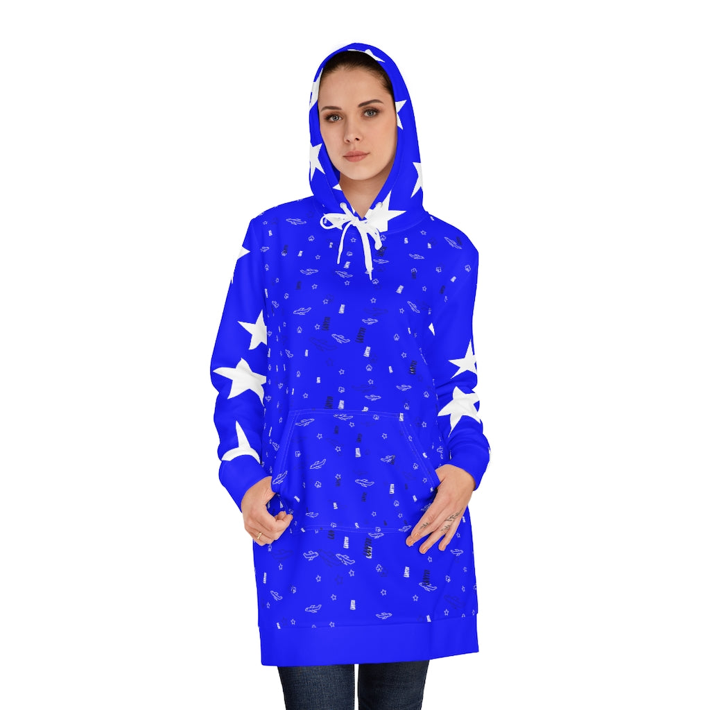 Women's Hoodie Dress (Blue)