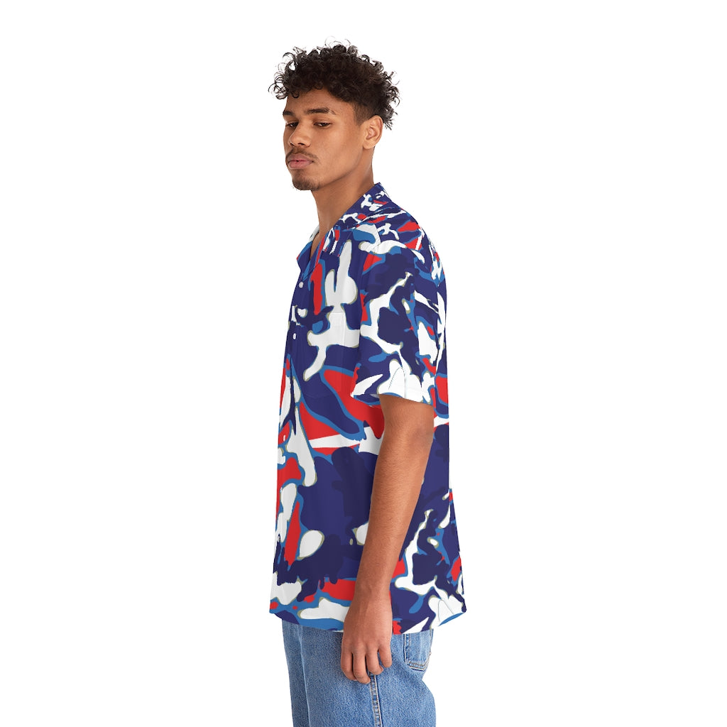 JSJSFC - Men's Hawaiian Shirt (W.A.R) / Wavy / Abalone / Rouge