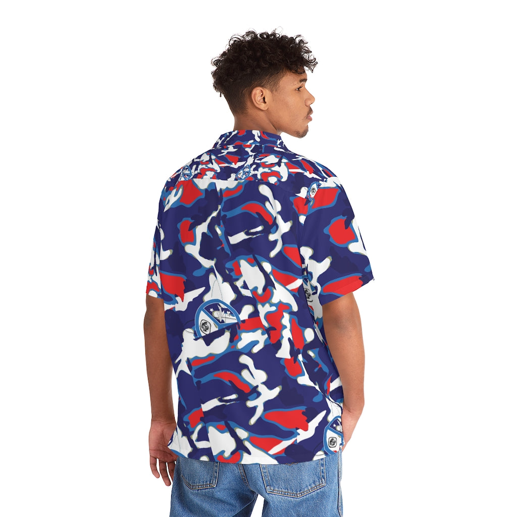 JSJSFC - Men's Hawaiian Shirt (W.A.R) / Wavy / Abalone / Rouge