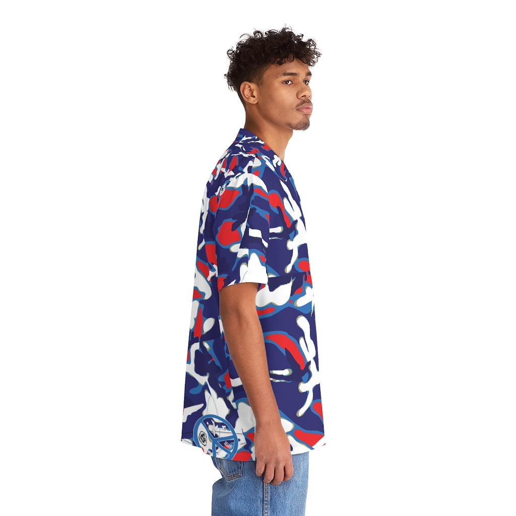 JSJSFC - Men's Hawaiian Shirt (W.A.R) / Wavy / Abalone / Rouge