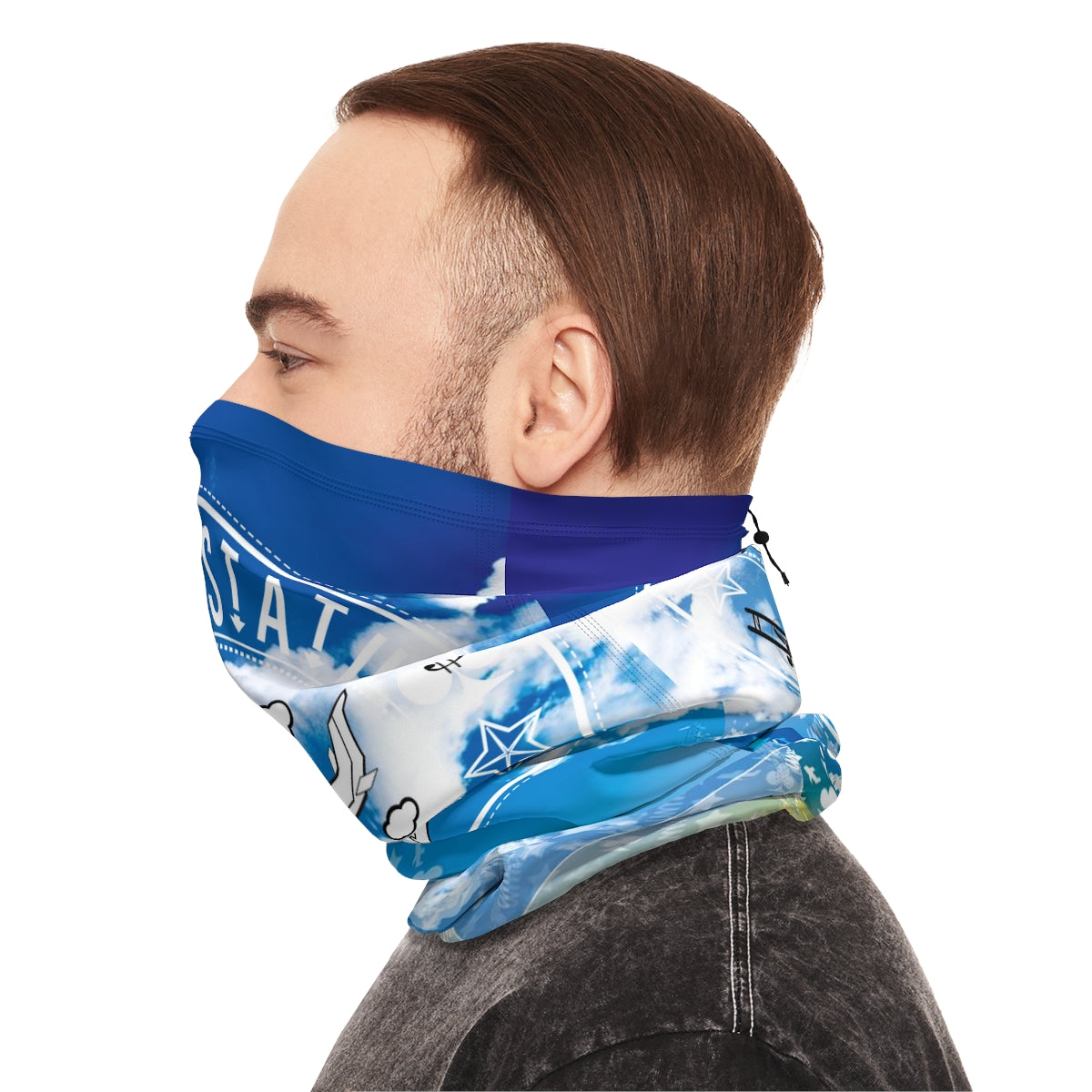 Neck Protect Gaiter With Drawcord - Skies No Limit