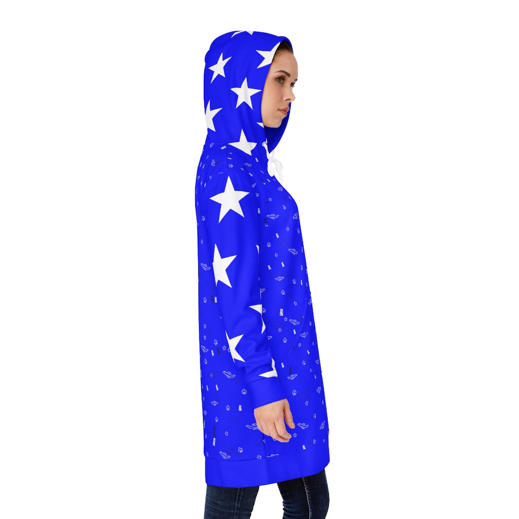 Women's Hoodie Dress (Blue)